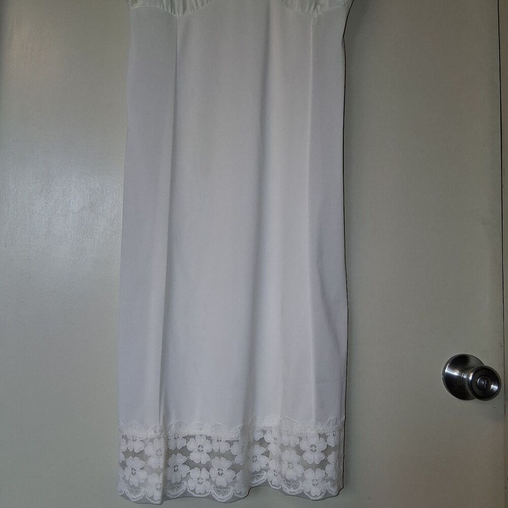 Vintage 60s Philmaid White Nylon Slip Dress S/M Romantic Lace Coquette Feminine - Picture 4 of 12